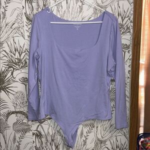 Banana Republic XL Lavender Long Sleeve Bodysuit Soft Stretch Tee